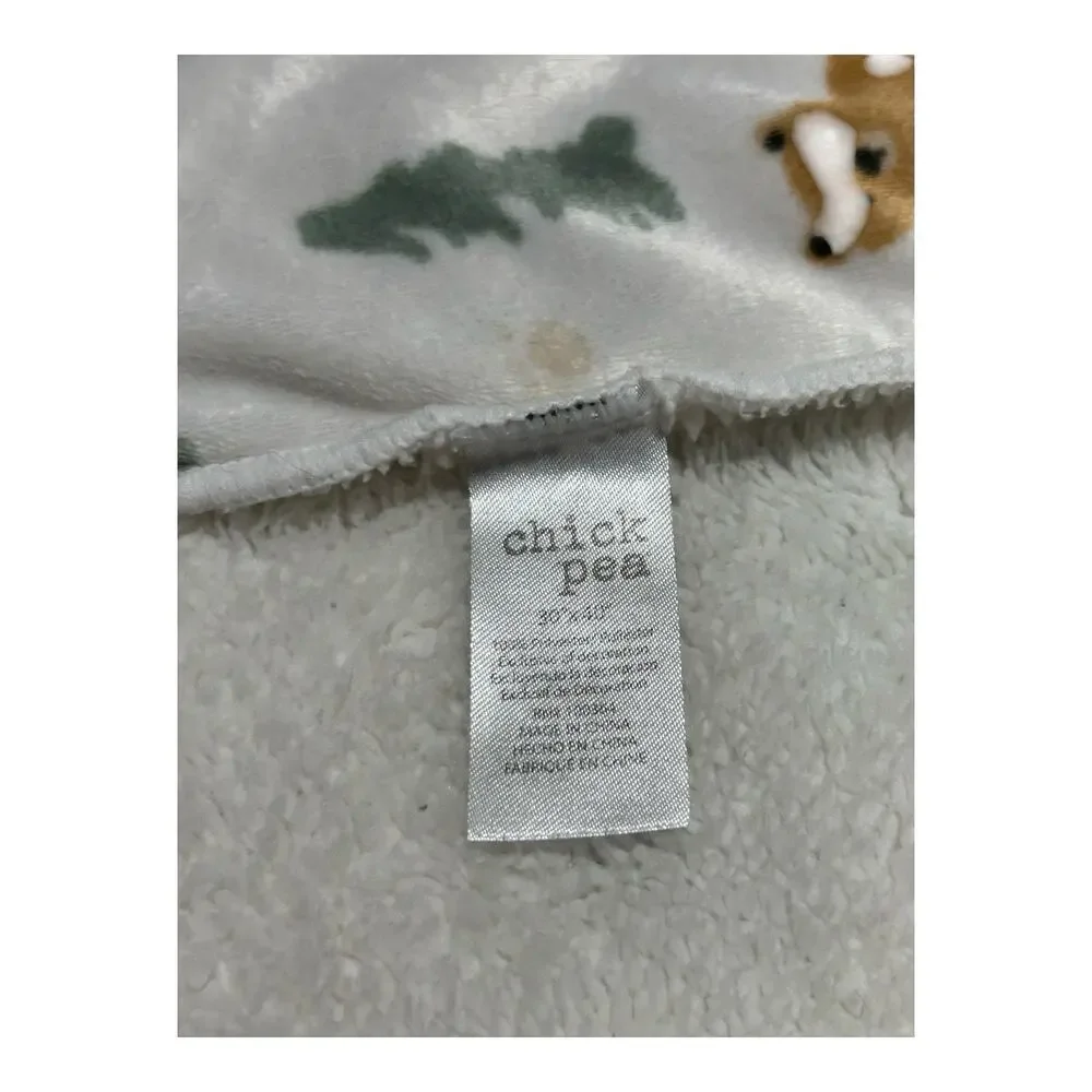 Chick Pea Bear Trees Baby Blanket Sherpa Forest Woodland Brown Green White